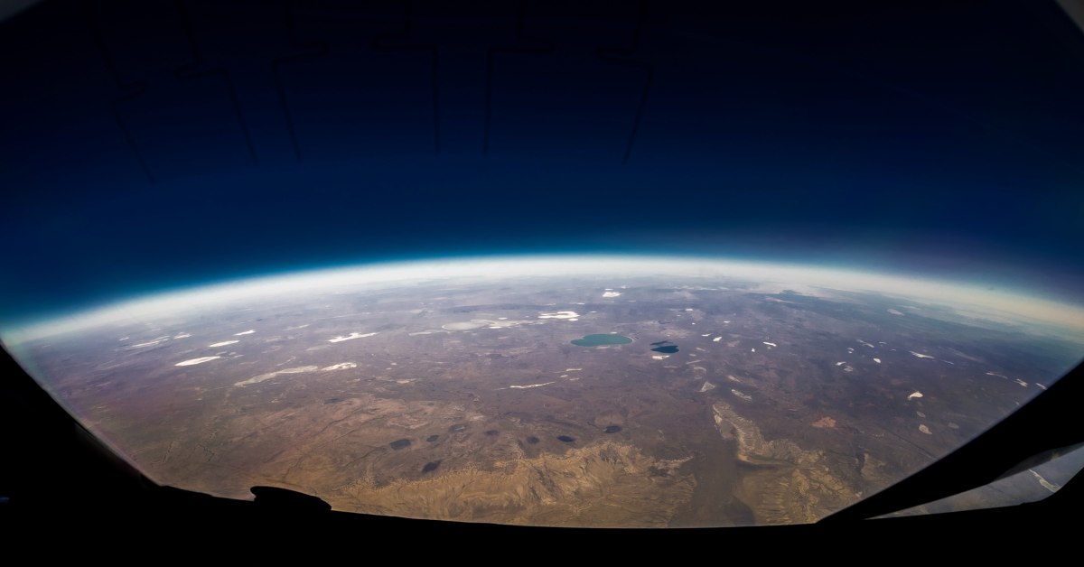 The atmosphere seen from space, including the ozone layer.